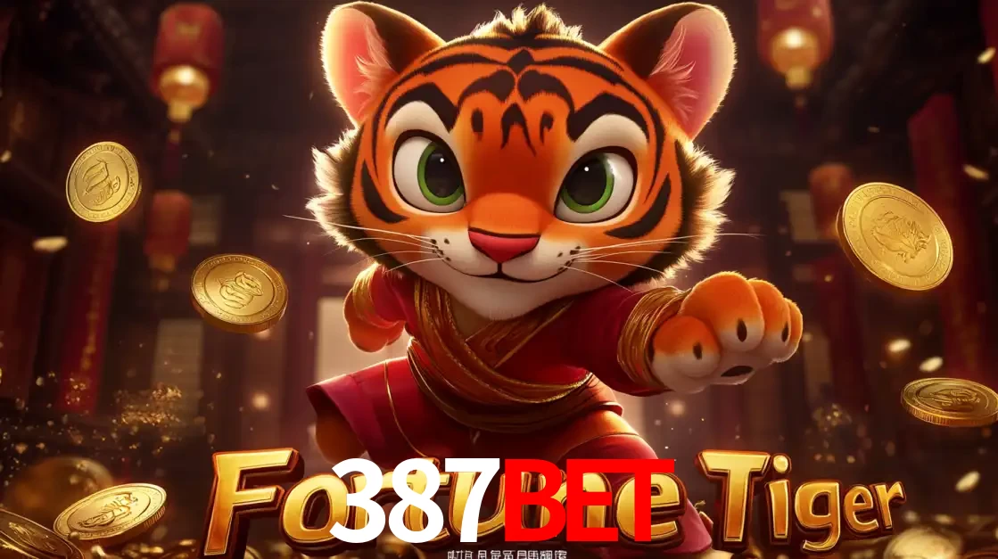 O carismático mascote do jogo de slot Fortune Tiger, um tigre fofo em pose de artes marciais, pronto para trazer sorte e multiplicadores de ganhos no cassino online 387BET.