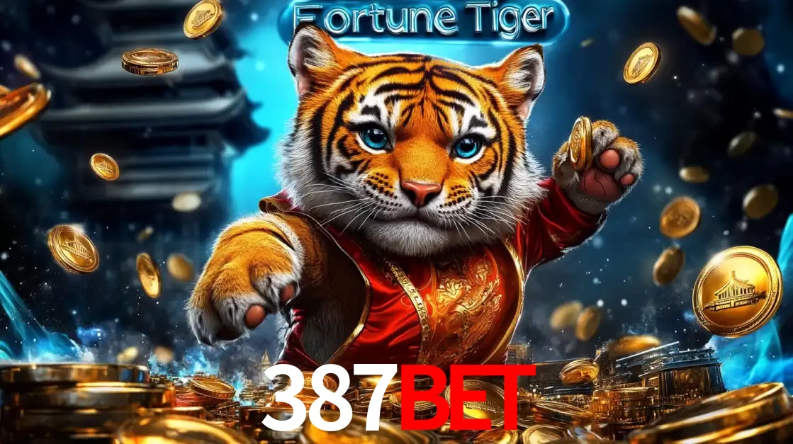 Imagem promocional do jogo de slot Fortune Tiger, com um tigre majestoso em traje tradicional cercado por uma fortuna em moedas de ouro, disponível agora no cassino 387BET.
